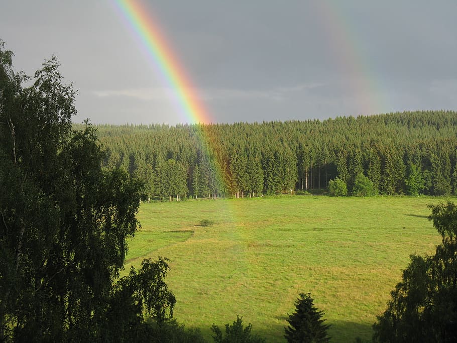 rainbow, nature, landscape, beauty in nature, scenics - nature HD wallpaper