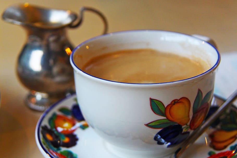 Coffee, Yummy, Cup, Deco, Flowery, Plate, tea, cafe, countryside HD wallpaper