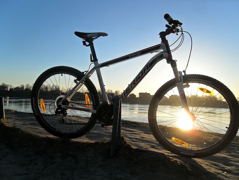 bike, dawn, bicycle, transportation, sky, sunlight, land vehicle HD wallpaper