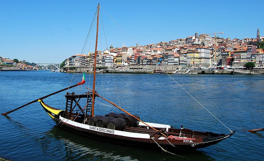 boat, ancient, oporto, portugal, river, wine, transport, botti