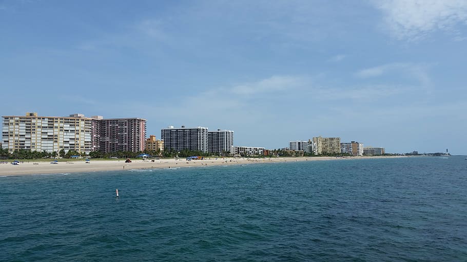 beach and buildings, florida, condos, ocean, water, waterfront HD wallpaper