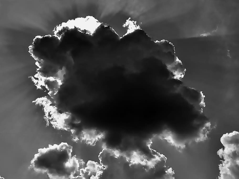 light, black-and-white, nature, sky, cloud, clouds, daylight HD wallpaper