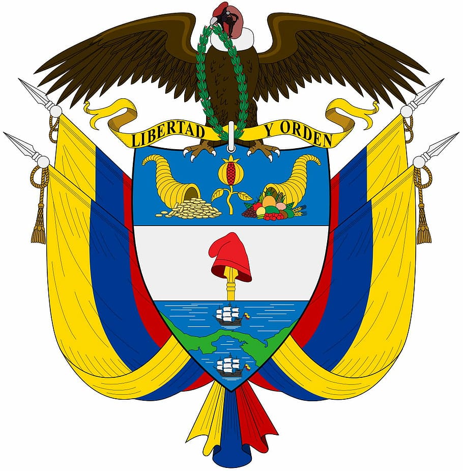 Seal of Colombia, public domain, symbol, illustration, flag, vector, HD wallpaper