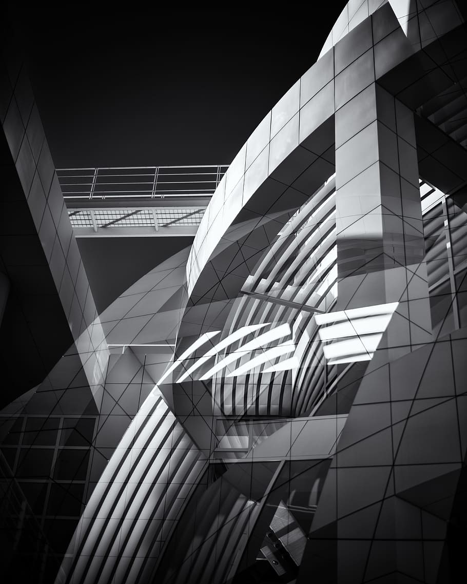 building illustration, grayscale photo of white building, architecture HD wallpaper