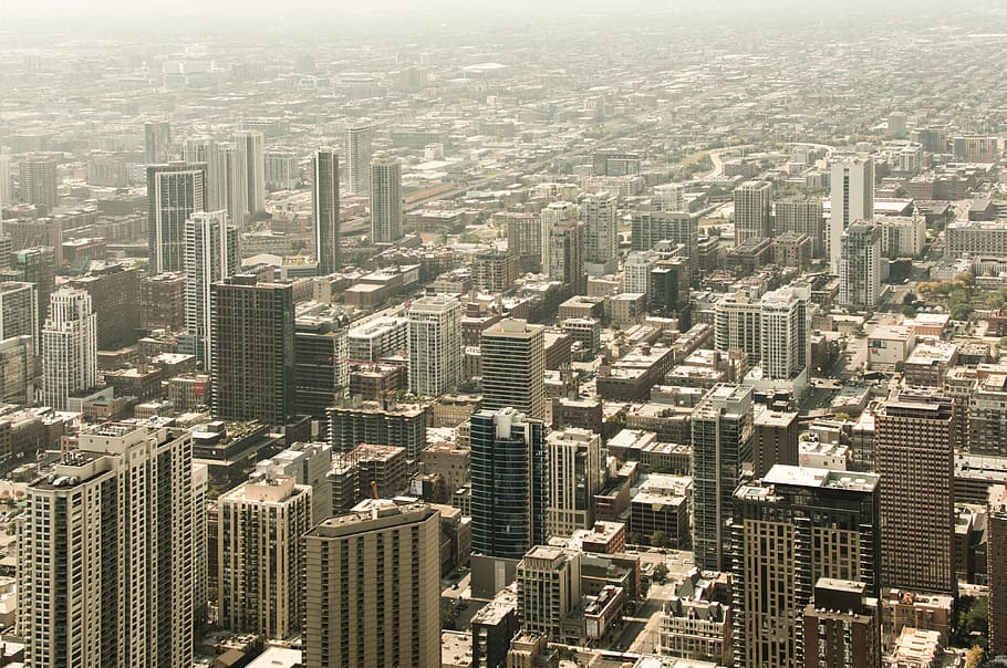 high rise buildings at daytime, bird's eye high-rise building photo HD wallpaper