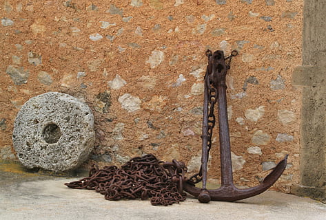black metal anchor near black chain at daytime, shipping, rusty HD wallpaper