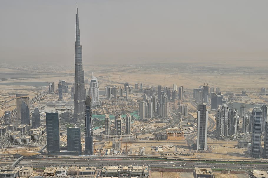 Burg Khalifa, Dubai, areal photography of city with high rise buildings