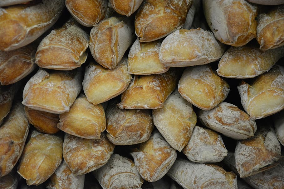 closeup photo of piled firewood, bakery, bread, crispy, full frame HD wallpaper