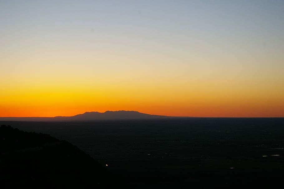 Mountain, Sunset, Glow, Orange, Sky, mesa verde national park HD wallpaper