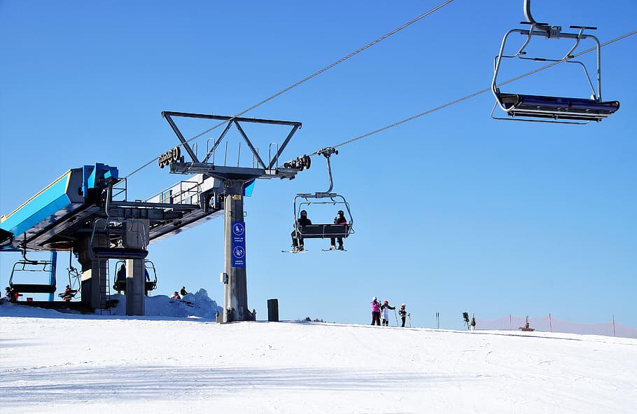 cableway, seater, ski areal, winter sport, snow, the ski slope, HD wallpaper
