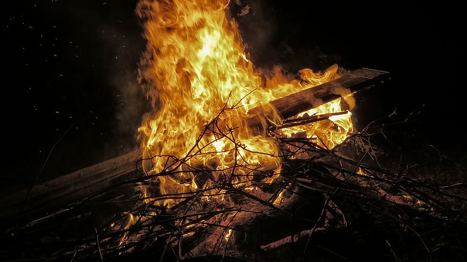 ash, bonfire, branches, burn, burning, burnt, campfire, camping HD wallpaper
