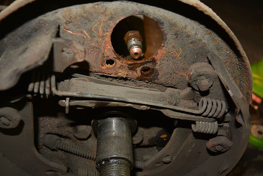 rust, brake, brake gear, drum brake, repair, metal, close-up