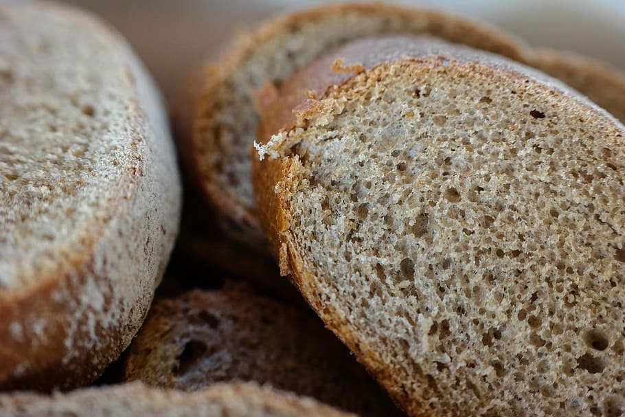 bread, disc, slice of bread, brown bread, bakery, baked, food HD wallpaper