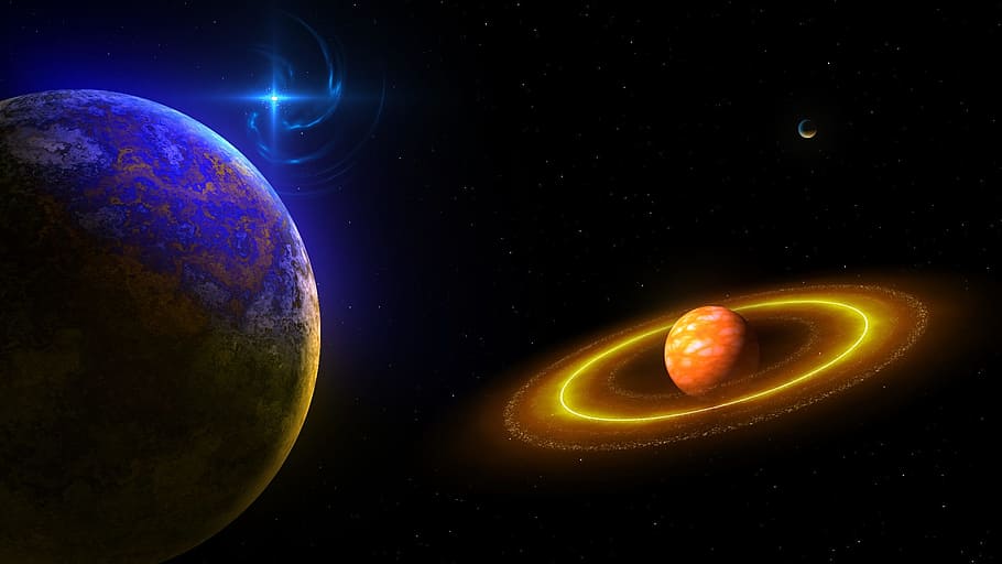 Planet Saturn, star, galaxy, sun, cosmos, universe, milky way HD wallpaper