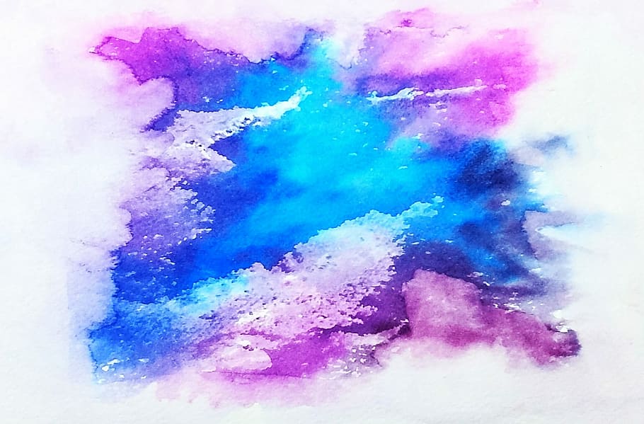 photo of blue and purple abstract artwork, geode, galaxy, watercolor