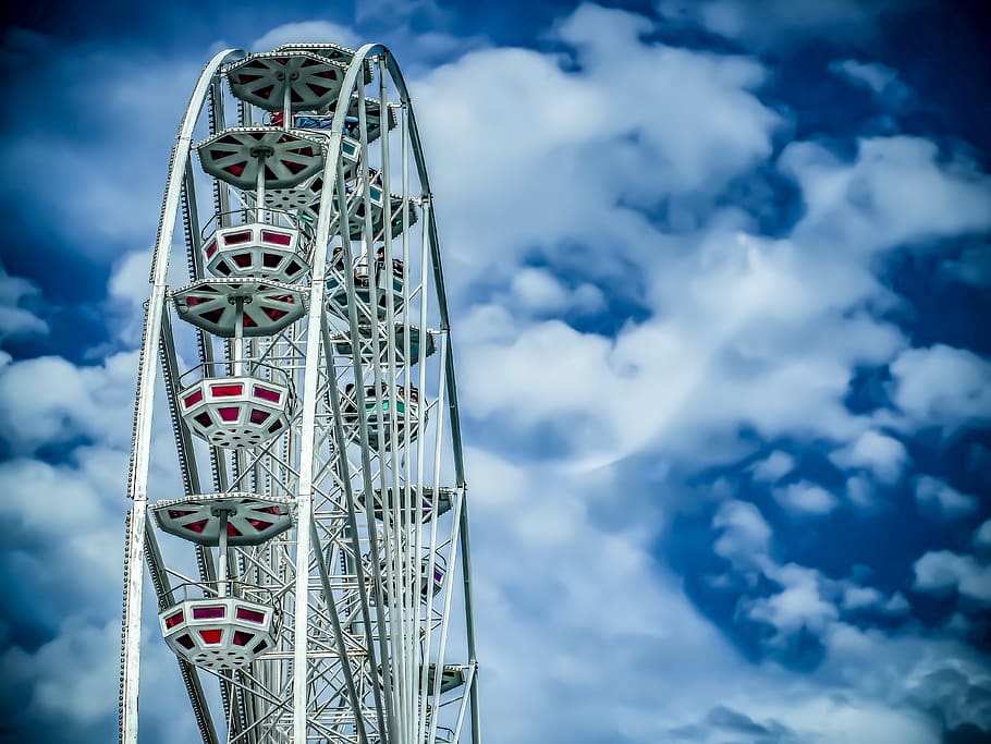sky, high, steel, architecture, tallest, cloud - sky, amusement park ride