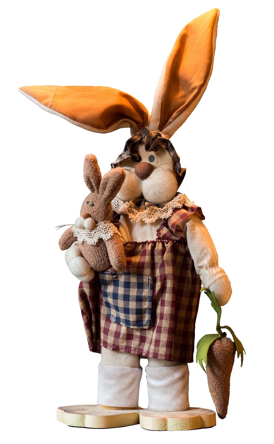 bunny holding carrot plush toy, easter bunny, figure, studio shot HD wallpaper