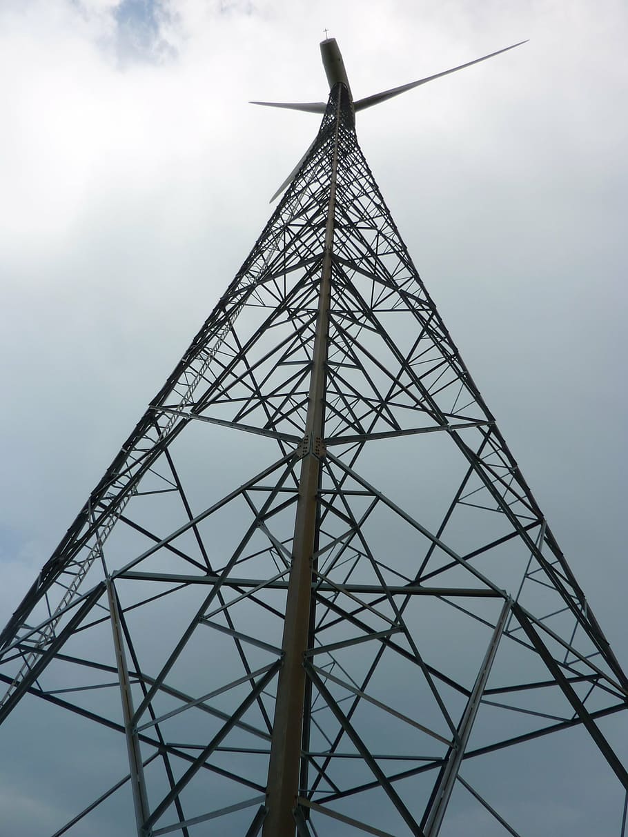 structure, lattice, pinwheel, dark clouds, low angle view, fuel and power generation HD wallpaper