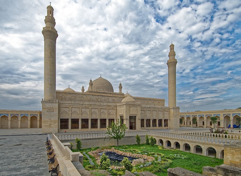 azerbaijan, shamakhy, it, juma mosque, minarets, architecture HD wallpaper