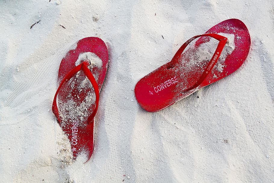 red converse flip flops