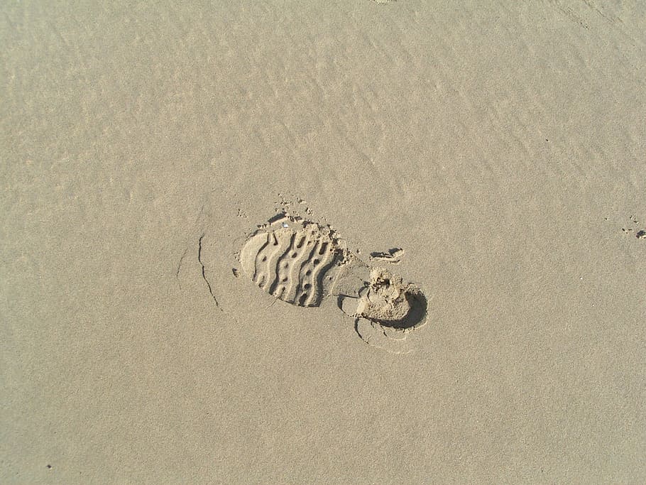 footprint, sand, beach, grains of sand, traces, pattern, excerpt of the beach, HD wallpaper