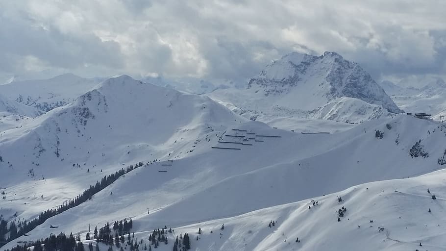 Mountains, Clouds, Snow, winter, weather, cold temperature HD wallpaper