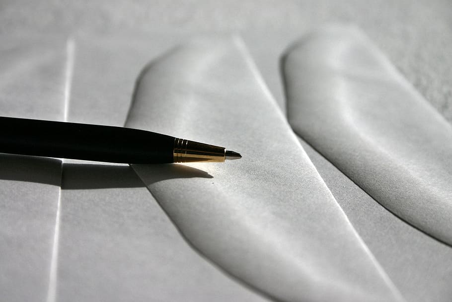 black pen on gray surface, Letters, Correspondence, Envelope HD wallpaper