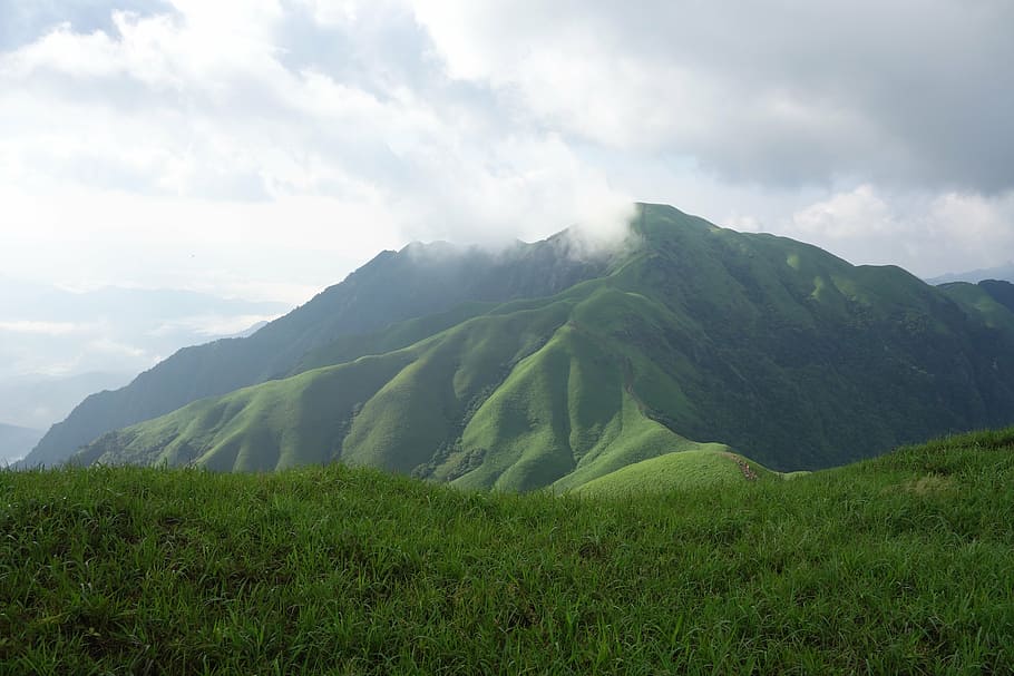 wugongshan, mountains, clouds, nature, hill, outdoors, landscape HD wallpaper