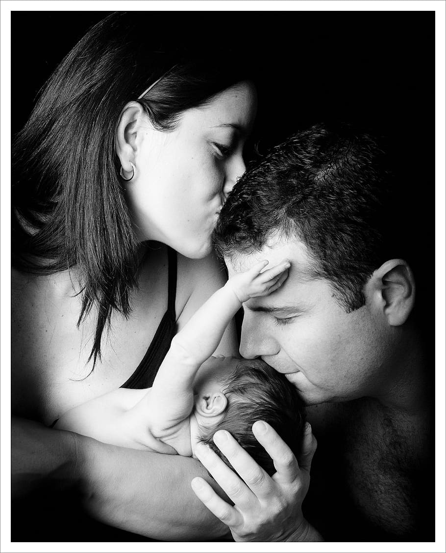 parents, couple, pregnancy, newborn, black And White, love, people, HD wallpaper