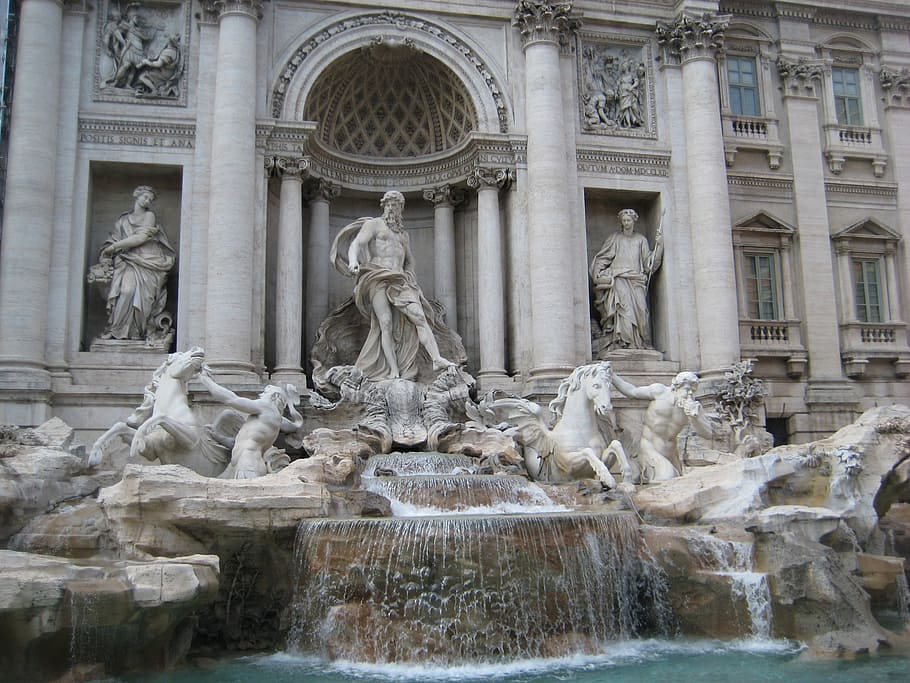 trevi fountain, rome, leonardo da vinci, architecture, art and craft