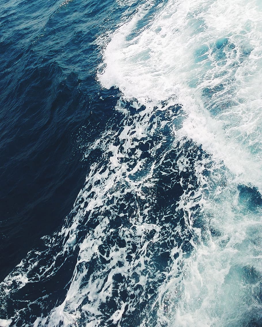 Sea, Blue, Ocean, wave, motion, no people, rippled, full frame HD wallpaper