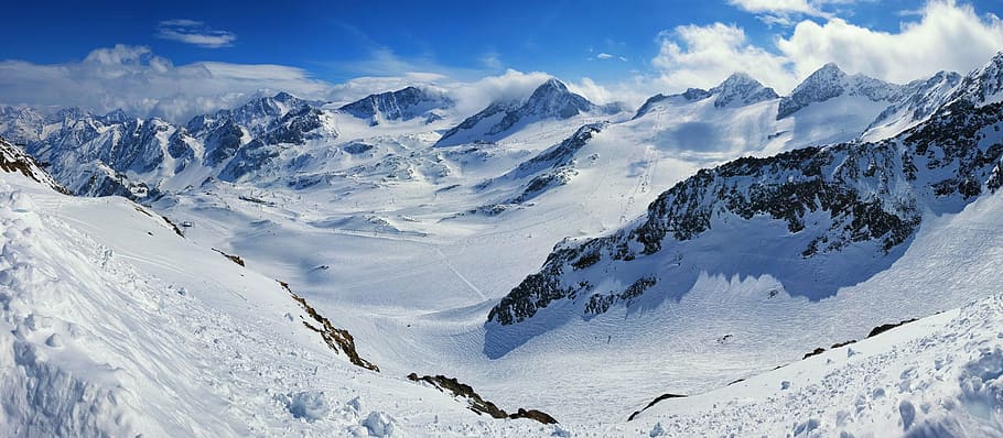 snow mountains during day time, stubaital, stubai glacier, alpine, HD wallpaper