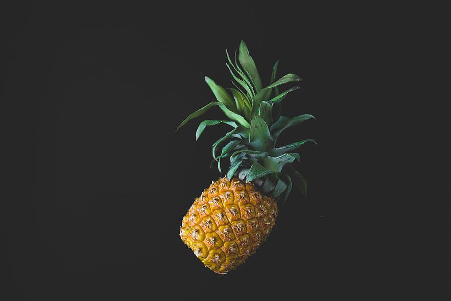 shallow focus photography of pineapple, pineapple fruit, black background HD wallpaper