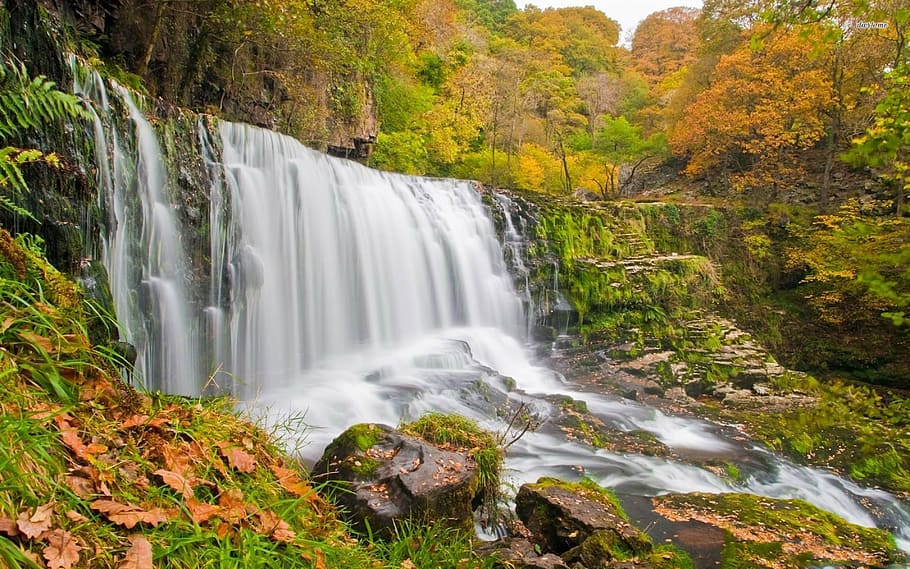 nature, water, stone, scenics - nature, beauty in nature, waterfall HD wallpaper