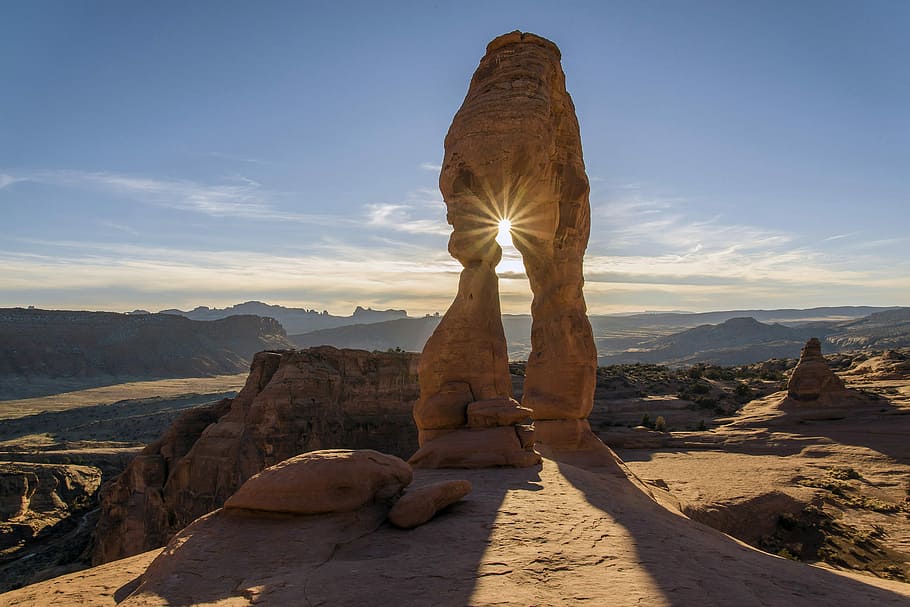 rock formations during daytime, top view of canyon, sun, stone HD wallpaper