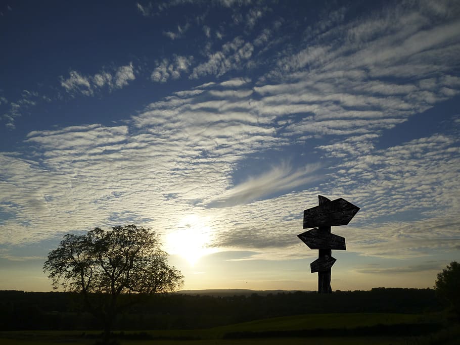 sunset, evening sky, light, silhouette, mood, abendstimmung HD wallpaper