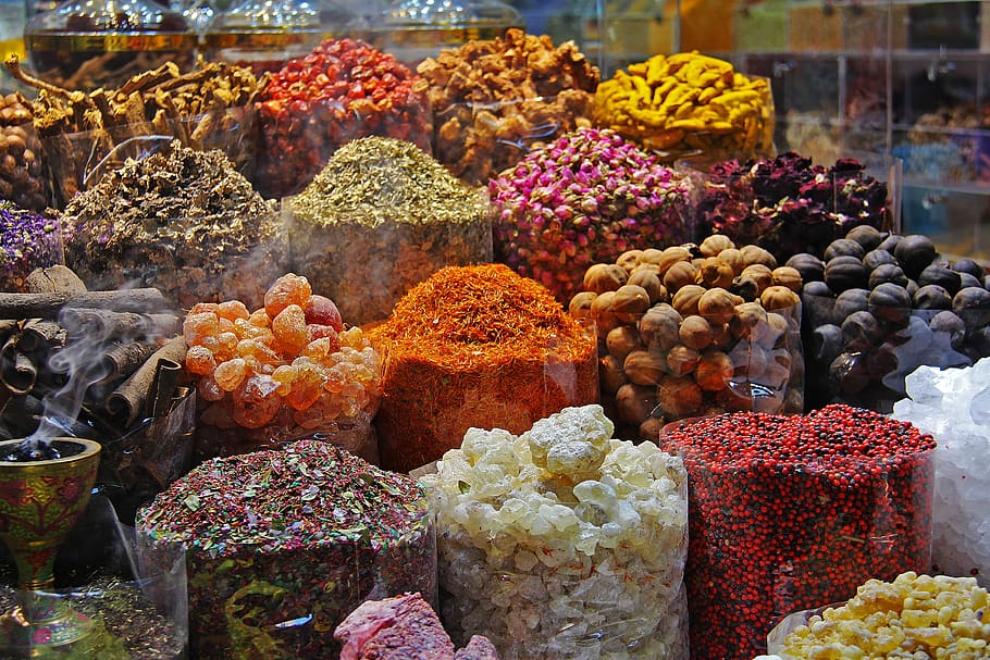 souk, spices, spice souk, colorful, souq, market, bazaar, craft, HD wallpaper