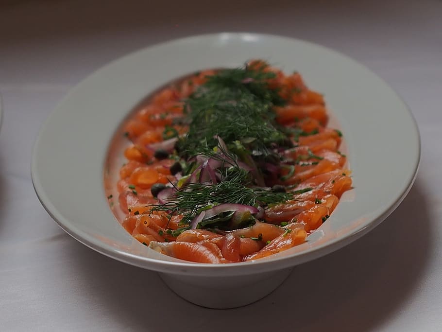 salmon, marinated, herbs, buffet, food, food and drink, ready-to-eat HD wallpaper