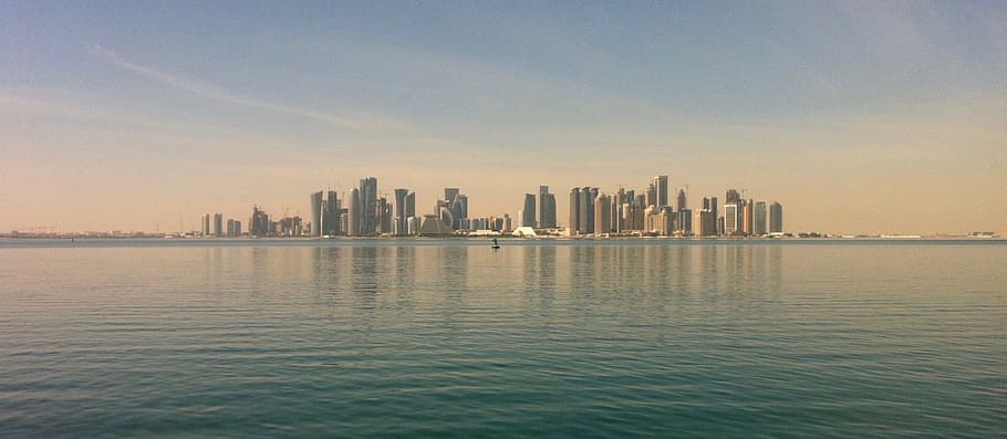 body of water near buildings, Doha, Qatar, City, Landscape, city landscape, HD wallpaper