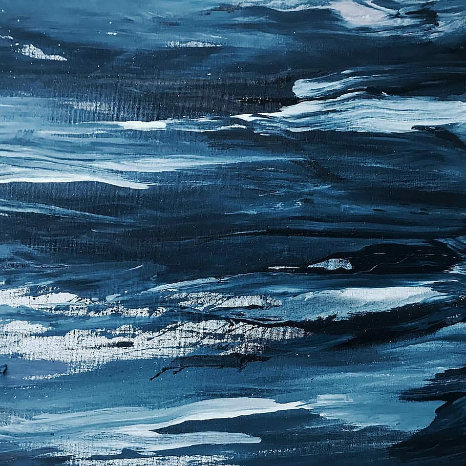 abstract painting, blue and black abstract painting, white, art HD wallpaper