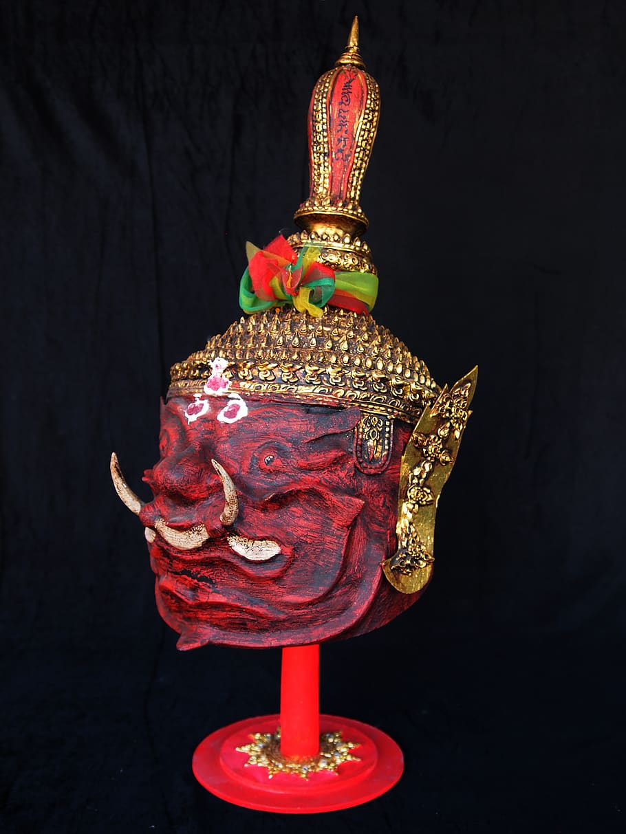 giant, mask, thai, black background, no people, studio shot HD wallpaper