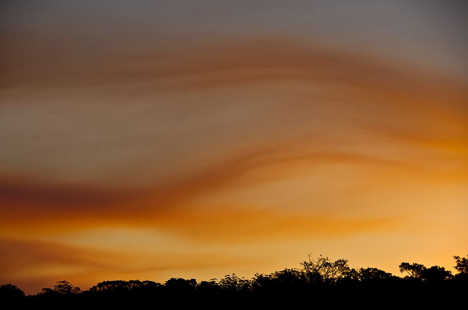 sunset, sky, clouds, orange, grey, wavey, australia, horizon HD wallpaper