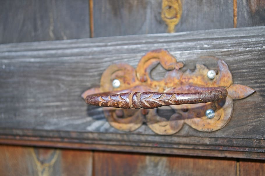 door handle, age handle, old door, input, wood, antique, capping HD wallpaper