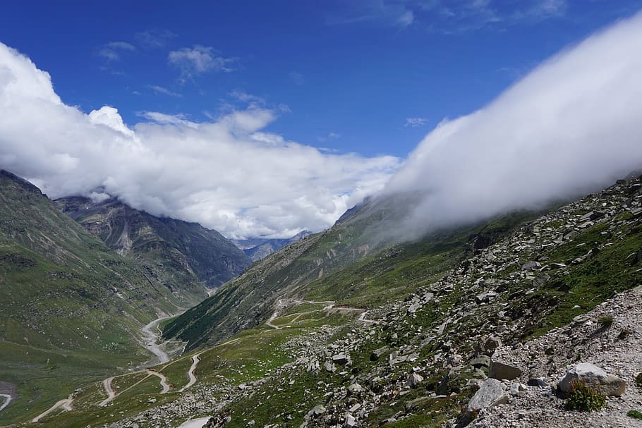 mountains, india, himalaya, rothang, himachal pradesh, cloud - sky, HD wallpaper