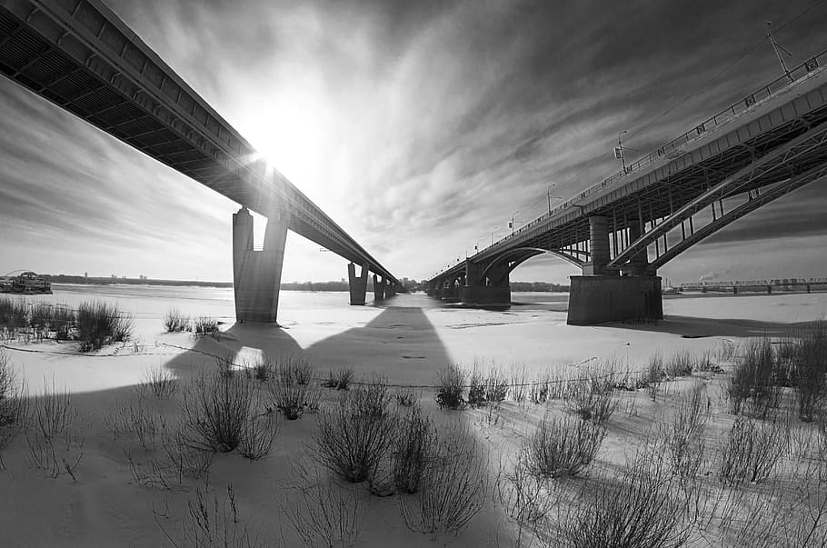 bridge, the metro bridge, winter, snow, municipal, novosibirsk, HD wallpaper