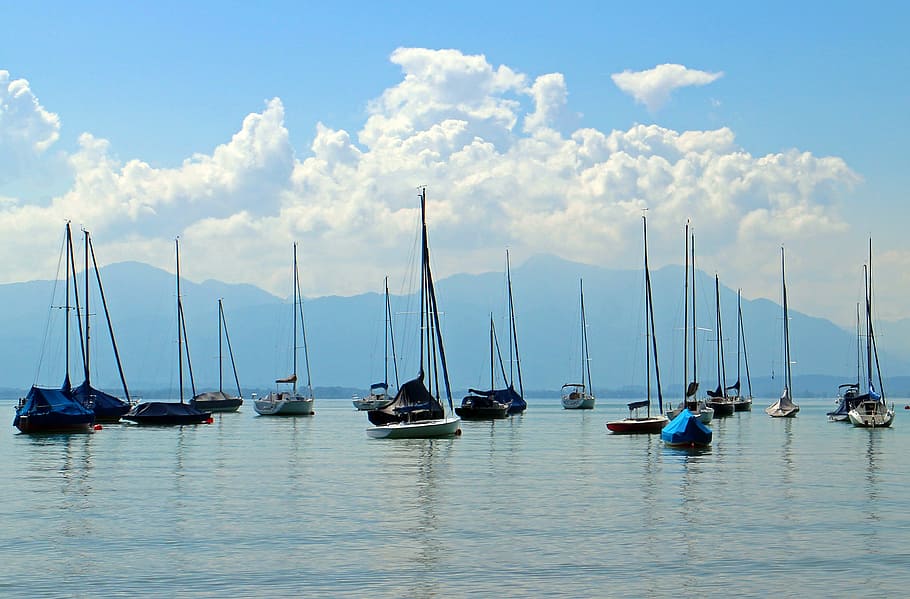 Sailing Vessel, Boot, Anchor, Anchorage, lake, blue, waters HD wallpaper