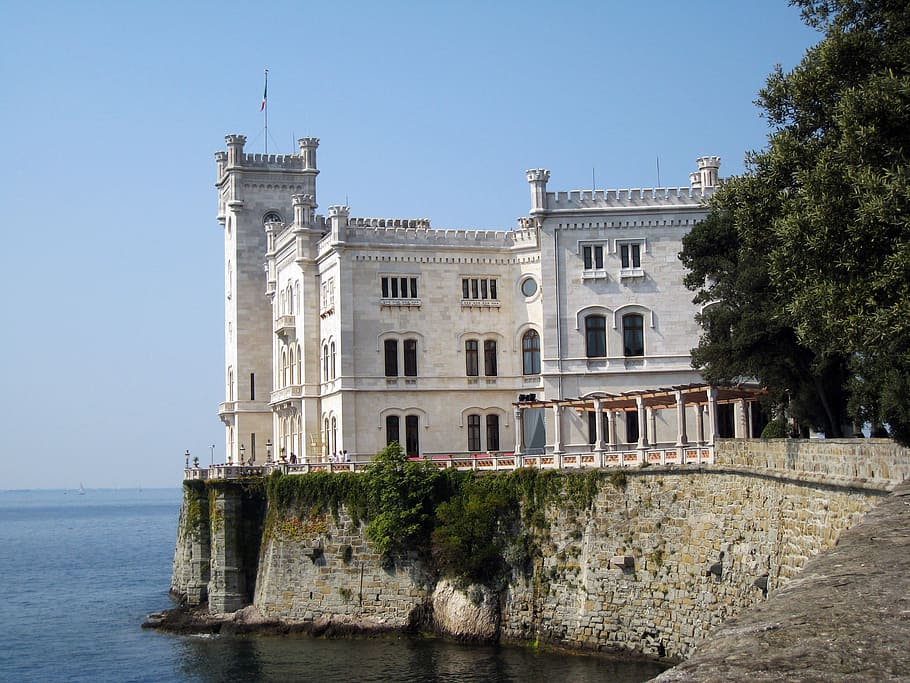 The Miramare Castle in Trieste, Italy, architecture, photos, public domain