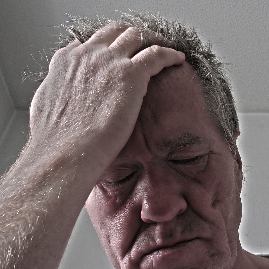 man holding forehead, stress, hand, face, voltage, burnout HD wallpaper