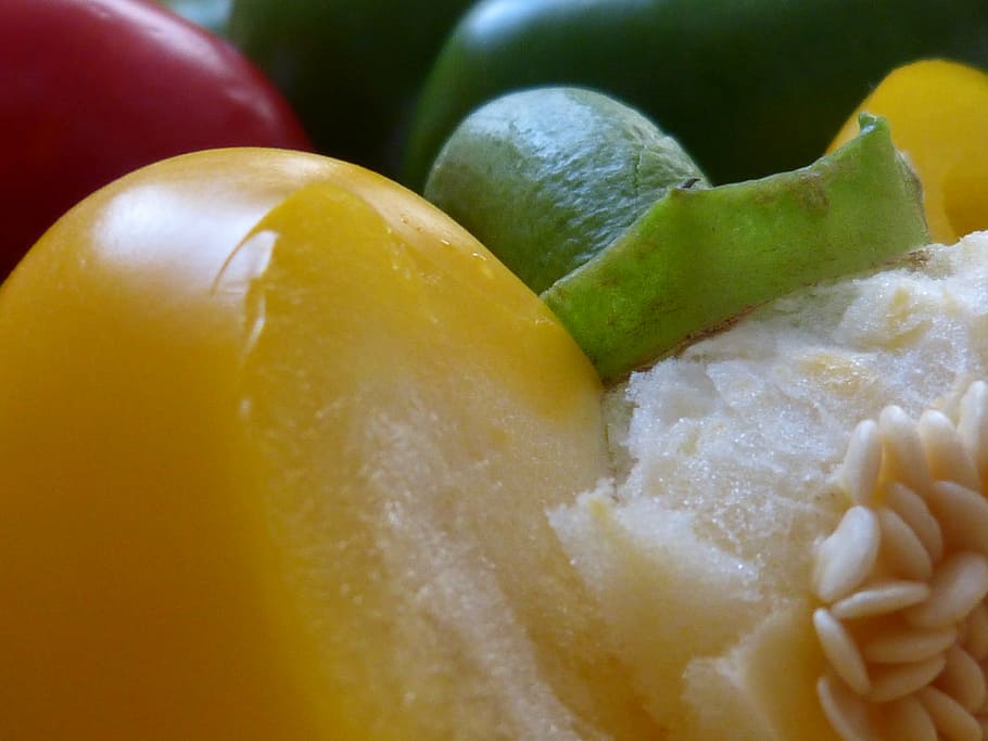 macro, close, paprika, vegetables, yellow, macro photography HD wallpaper