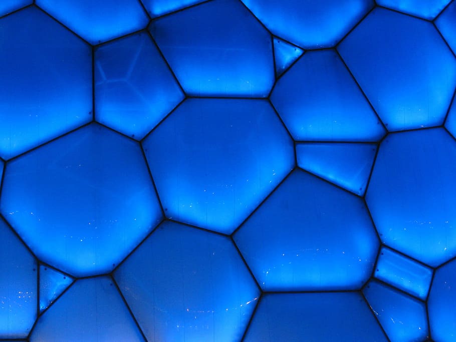 close-up of a blue leather material, art, pattern, decorative, HD wallpaper